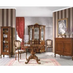 Casa Padrino Luxus Barock Esstisch Braun / Gold 100-140 cm - Made in Italy