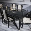 Casa Padrino Luxus Barock Esszimmerstuhl Set Silbergrau / Schwarz / Gold - Handgefertigtes Küchen Stühle 6er Set - Barock Esszimmer Möbel - Edel & Prunkvoll