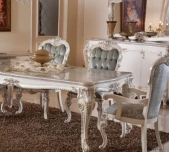 Casa Padrino Luxus Barock Esszimmer Set Grün / Silber / Weiß