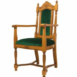 Casa Padrino Luxus Barock Esszimmer Stuhl mit Armlehnen Braun / Grün - Barock Möbel