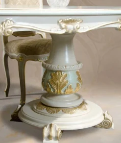 Casa Padrino Luxus Barock Esstisch Weiß / Cremefarben / Mehrfarbig / Gold - Ovaler Massivholz Esszimmertisch im Barockstil - Barock Esszimmer Möbel - Luxus Qualität - Made in Italy