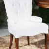 Casa Padrino Luxus Barock Esszimmer Stuhl mit Armlehnen Weiß / Dunkelbraun - Handgefertigter Barockstil Stuhl - Barock Esszimmer Möbel - Luxus Qualität - Made in Italy