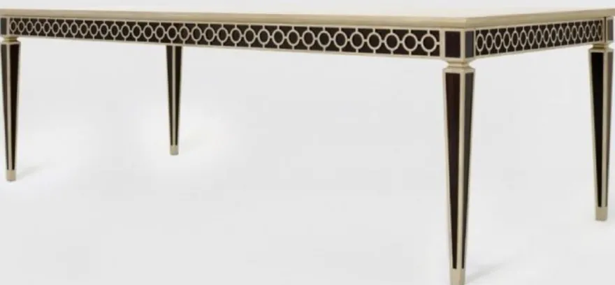 Casa Padrino Luxus Barock Esstisch Schwarz / Silber 240 x 110 x H. 78 cm - Massivholz Küchentisch - Esszimmertisch - Esszimmer Möbel im Barockstil