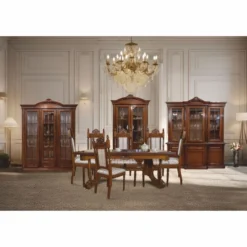Casa Padrino Luxus Barock Esszimmer Set Braun / Silber - 1 Ausziehbarer Esstisch & 8 Stühle