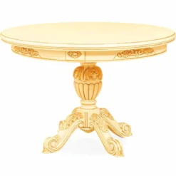 Casa Padrino Luxus Barock Esstisch Elfenbein 120-160 cm - Esszimmer Möbel