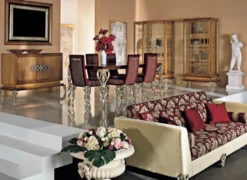 Casa Padrino Luxus Barock Esszimmer Set Braun / Bordeauxrot / Antik Silber - 1 Barock Esstisch & 6 Barock Esszimmerstühle - Luxus Esszimmer Möbel im Barockstil - Luxus Qualität - Made in Italy