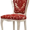 Casa Padrino Luxus Barock Esszimmer Stuhl 4er Set mit elegantem Muster Rot / Weiß / Beige / Gold - Barockstil Küchen Stühle - Prunkvolle Luxus Esszimmer Möbel im Barockstil - Edel & Prunkvoll