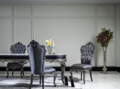 Casa Padrino Luxus Barock Esszimmerstuhl Set Blau / Gold - Handgefertigtes Küchen Stühle 6er Set - Barock Esszimmer Möbel - Edel & Prunkvoll