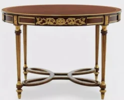 Casa Padrino Luxus Barock Esstisch Dunkelbraun / Braun / Antik Gold - Runder Barockstil Massivholz Küchentisch - Luxus Esszimmer Möbel im Barockstil - Barock Esszimmer Möbel