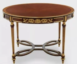 Casa Padrino Luxus Barock Esstisch Dunkelbraun / Braun / Antik Gold - Runder Barockstil Massivholz Küchentisch - Luxus Esszimmer Möbel im Barockstil - Barock Esszimmer Möbel
