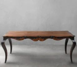 Casa Padrino Luxus Barock Esstisch Braun / Antik Schwarz 202,5 x 102 x H. 78,5 cm - Massivholz Esszimmertisch - Luxus Esszimmer Möbel im Barockstil - Barock Möbel - Barock Einrichtung