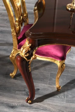 Casa Padrino Luxus Barock Esszimmer Stuhl Set Lila / Gold 59 x 61 x H. 116 cm - Prunkvolles Küchen Stühle 6er Set - Barock Esszimmer Möbel