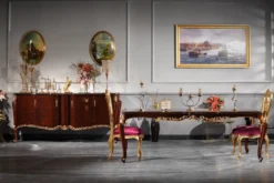 Casa Padrino Luxus Barock Esszimmer Set - 1 Esstisch & 6 Esszimmerstühle - Esszimmermöbel im Barockstil - Luxus Qualität - Made in Italy