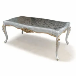 Casa Padrino Luxus Barock Esszimmer Set Grau / Silber / Gold - 1 Esstisch & 8 Stühle