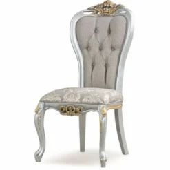 Casa Padrino Luxus Barock Esszimmer Set Grau / Silber / Gold - 1 Esstisch & 8 Stühle
