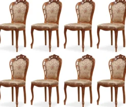 Casa Padrino Luxus Barock Esszimmer Stuhl 8er Set mit elegantem Muster Gold / Mehrfarbig / Braun - Barockstil Küchen Stühle - Prunkvolle Luxus Esszimmer Möbel im Barockstil - Edel & Prunkvoll