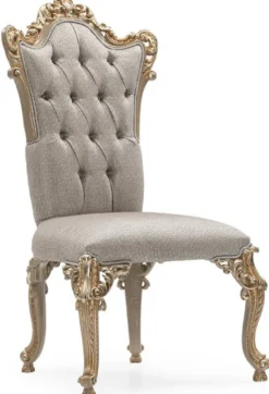Casa Padrino Luxus Barock Esszimmer Stuhl 4er Set Silber / Grau / Gold - Prunkvolle Barockstil Küchen Stühle - Luxus Esszimmer Möbel im Barockstil - Barock Esszimmer Möbel - Barockstil Möbel