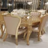 Casa Padrino Luxus Barock Esszimmer Set Rosa / Gold - 1 Barock Esstisch & 6 Barock Esszimmerstühle mit elegantem Muster - Esszimmer Möbel im Barockstil - Edel & Prunkvoll