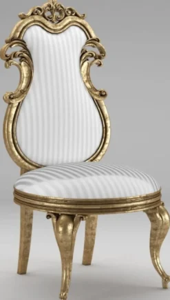 Casa Padrino Luxus Barock Esszimmer Stuhl Set Weiß / Silber / Antik Gold 55 x 55 x H. 120 cm - Prunkvolle gestreifte Küchen Stühle - Barock Stühle 8er Set - Esszimmer Möbel