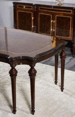 Casa Padrino Luxus Barock Esstisch Dunkelbraun - Handgefertigter Massivholz Esszimmertisch - Luxus Esszimmer Möbel im Barockstil - Barock Möbel - Barock Einrichtung