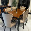 Casa Padrino Luxus Barock Esszimmer Set Gold / Braun / Schwarz / Silber - 1 Barock Esstisch & 6 Barock Esszimmerstühle - Barock Esszimmer Möbel - Edel & Prunkvoll