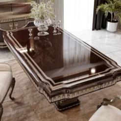Casa Padrino Luxus Barock Esstisch Dunkelbraun / Grau 250 cm