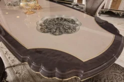 Casa Padrino Luxus Barock Esstisch Grau / Braun / Gold - Prunkvoller Massivholz Esszimmertisch im Barockstil - Barock Esszimmer Möbel - Edel & Prunkvoll
