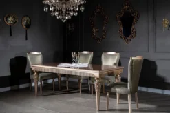 Casa Padrino Luxus Barock Esszimmer Stuhl Set Grün / Silber / Kupfer / Gold 55 x 55 x H. 102 cm - Küchen Stühle 6er Set - Esszimmer Möbel im Barockstil