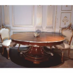 Casa Padrino Luxus Barock Esstisch Braun / Silber 177 cm - Barock Möbel - Made in Italy