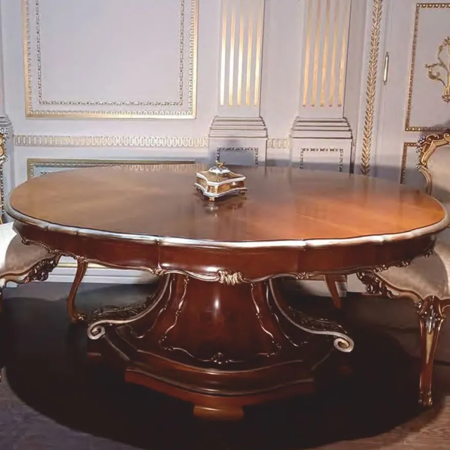 Casa Padrino Luxus Barock Esstisch Braun / Silber 177 cm - Barock Möbel - Made in Italy