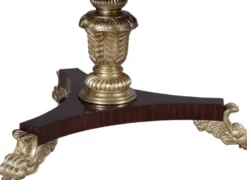 Casa Padrino Luxus Barock Esstisch Dunkelbraun / Naturfarben / Silber - Ovaler Barockstil Massivholz Küchentisch - Luxus Esszimmer Möbel im Barockstil - Barock Esszimmer Möbel