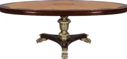 Casa Padrino Luxus Barock Esstisch Dunkelbraun / Naturfarben / Silber - Ovaler Barockstil Massivholz Küchentisch - Luxus Esszimmer Möbel im Barockstil - Barock Esszimmer Möbel