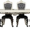Casa Padrino Luxus Barock Esszimmer Stuhl 6er Set Blau / Weiß / Gold - Prunkvolle Barockstil Küchen Stühle - Luxus Esszimmer Möbel im Barockstil - Barock Esszimmer Möbel - Barockstil Möbel