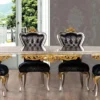 Casa Padrino Luxus Barock Esszimmer Set Royalblau / Silber / Gold - 1 Barock Esstisch & 6 Barock Esszimmerstühle - Esszimmer Möbel im Barockstil - Edel & Prunkvoll