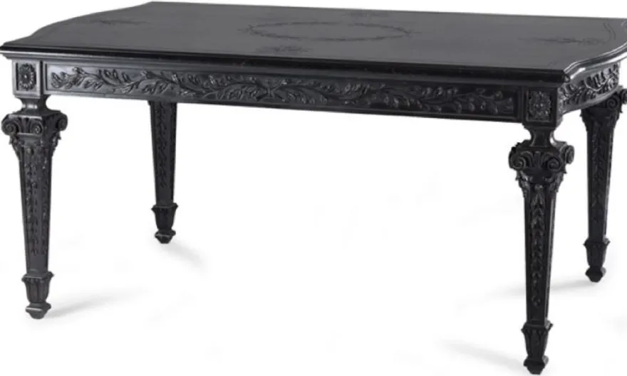 Casa Padrino Luxus Barock Esstisch Schwarz - Rechteckiger Massivholz Esszimmertisch im Barockstil - Barock Esszimmer & Hotel Möbel - Luxus Qualität - Made in Italy