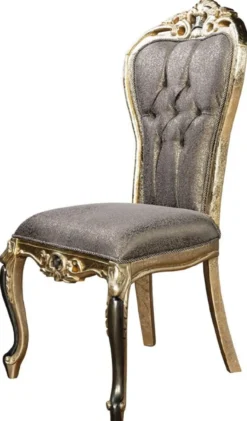 Casa Padrino Luxus Barock Esszimmer Stuhl 8er Set Lila / Antik Gold / Schwarz - Handgefertigte Barockstil Küchen Stühle - Luxus Barockstil Esszimmer Möbel - Barock Esszimmer Möbel