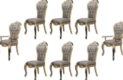 Casa Padrino Luxus Barock Esszimmer Stuhl 8er Set Lila / Antik Gold / Schwarz - Handgefertigte Barockstil Küchen Stühle - Luxus Barockstil Esszimmer Möbel - Barock Esszimmer Möbel