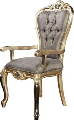 Casa Padrino Luxus Barock Esszimmer Stuhl 8er Set Lila / Antik Gold / Schwarz - Handgefertigte Barockstil Küchen Stühle - Luxus Barockstil Esszimmer Möbel - Barock Esszimmer Möbel
