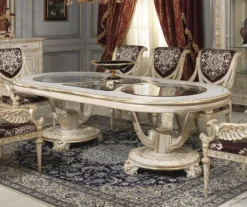 Casa Padrino Luxus Barock Esszimmer Stuhl Set Lila / Silber / Weiß / Gold 62 x 74 x H. 103 cm - Prunkvolles Küchen Stühle 6er Set - Hotel Restaurant Schloss Möbel - Luxus Qualität - Made in Italy
