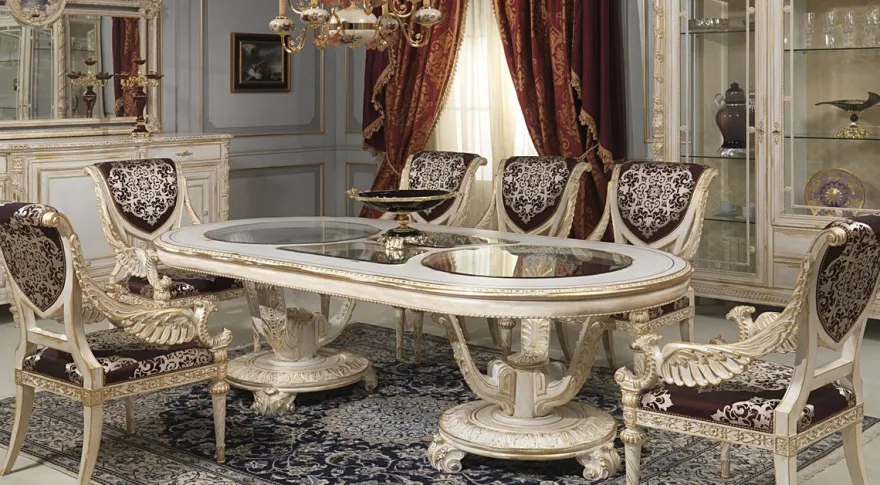Casa Padrino Luxus Barock Esszimmer Stuhl Set Lila / Silber / Weiß / Gold 62 x 74 x H. 103 cm - Prunkvolles Küchen Stühle 6er Set - Hotel Restaurant Schloss Möbel - Luxus Qualität - Made in Italy
