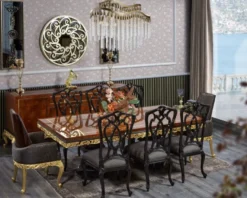 Casa Padrino Luxus Barock Esszimmer Stuhl Grau / Schwarz H. 116 cm - Barock Esszimmer Möbel
