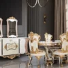 Casa Padrino Luxus Barock Esstisch Creme / Beige / Schwarz / Gold - Ovaler Barockstil Küchentisch - Luxus Esszimmer Möbel im Barockstil - Barock Esszimmer Möbel - Barock Einrichtung