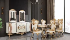 Casa Padrino Luxus Barock Esstisch Creme / Beige / Schwarz / Gold - Ovaler Barockstil Küchentisch - Luxus Esszimmer Möbel im Barockstil - Barock Esszimmer Möbel - Barock Einrichtung