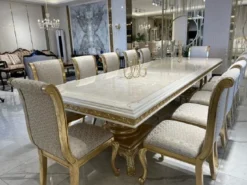 Casa Padrino Luxus Barock Esszimmer Stuhl Set Gold Muster / Antik Gold - Handgefertigtes Küchen Stühle 6er Set - Prunkvolle Barock Esszimmer Möbel