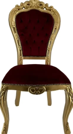Casa Padrino Luxus Barock Esszimmer Stuhl Bordeauxrot / Gold H. 105 cm - Esszimmer Möbel im Barockstil