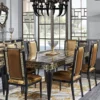Casa Padrino Luxus Barock Esszimmer Set Gold / Schwarz - 1 Esstisch und 6 Esszimmerstühle - Esszimmermöbel im Barockstil