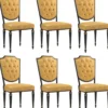 Casa Padrino Luxus Barock Esszimmer Stuhl Set Gold / Schwarz / Antik Gold 50 x 50 x H. 105 cm - Edle Küchen Stühle mit hochwertigem Leder - Barock Stühle 6er Set - Esszimmer Möbel