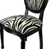 Casa Padrino Luxus Barock Esszimmer Stuhl Zebra / Schwarz - Handgefertigter Antik Stil Stuhl mit edlem Samtstoff - Esszimmer Möbel im Barockstil - Barock Möbel - Barock Einrichtung