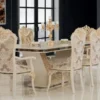 Casa Padrino Luxus Barock Esszimmer Set Weiß / Gold - 1 Esstisch & 8 Esszimmerstühle - Esszimmer Möbel im Barockstil - Edel & Prunkvoll