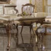 Casa Padrino Luxus Barock Esstisch Weiß / Beige / Kupferfarben - Prunkvoller Massivholz Esszimmertisch im Barockstil - Prunkvolle Barock Esszimmer Möbel